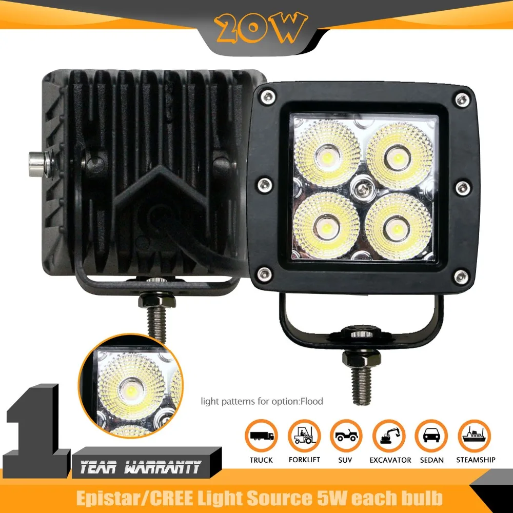 20PCS 20W LED Work Light Flood Beam for Jeep,UTV,ATV,Wrangler 6000Kin