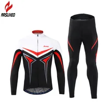 ARSUXEO 2017 Pro Men’s Cycling Jerseys Set Long Sleeves MTB Mountain Bike Clohtes Pad Bicycle Clothing Sets Sportswear Uniforms