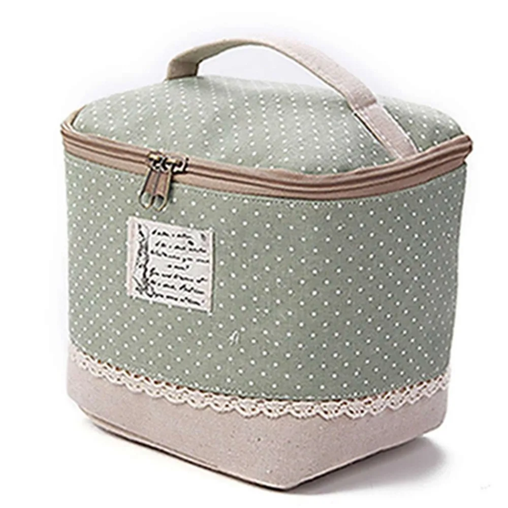 

New Fashion Casual High Quality Multifunction Travel Linen Cosmetic Makeup Bag Toiletry Organizer Storage Case Dot Zipper Barrel
