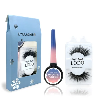 

Magnetic False Eyelashes With Eyeliner Three Magnetized Fiber Free Glue 3D False Mink Eyelashes Thick Curling False Eyelashes