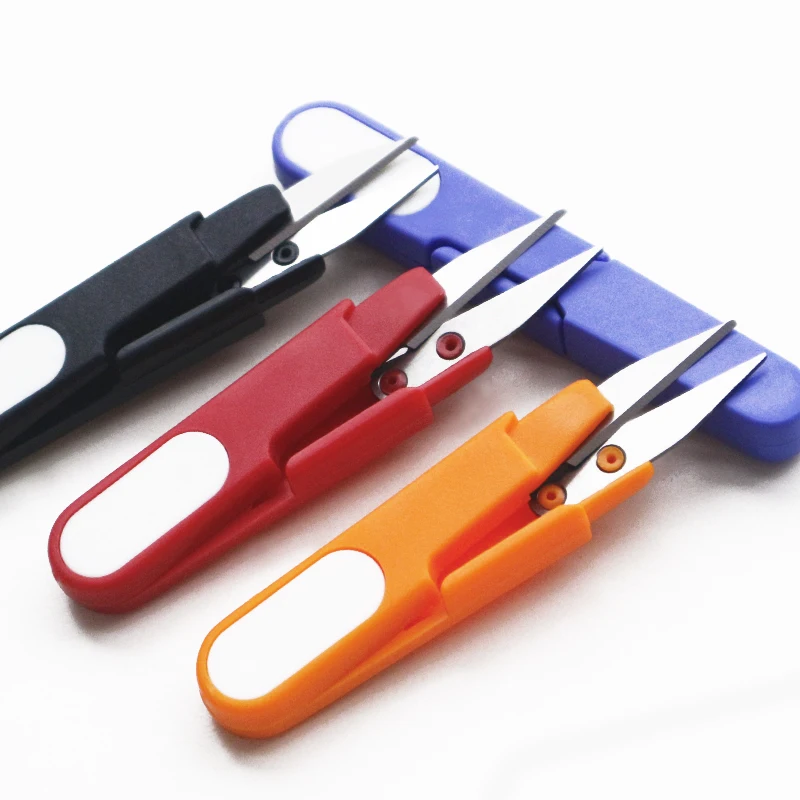 

1Pcs/Lot Multipurpose Wear Cover Handle Safety Sewing Scissors Thread Scissors Embroidery Cross-stitch Cutter U Shape Scissors