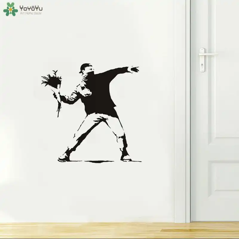 Banksy Hélicoptère Autocollant Mural Vinyle Contemporain Chambre Décoration Art