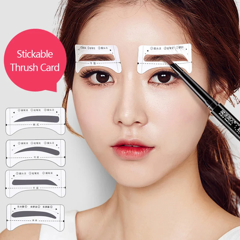 

4 Pieces Eyebrow Stencils Template Stickers Lazy Eyebrow Tattoo Card Eyebrow Tattoo A Word Brow Easy To Use Makeup Tool