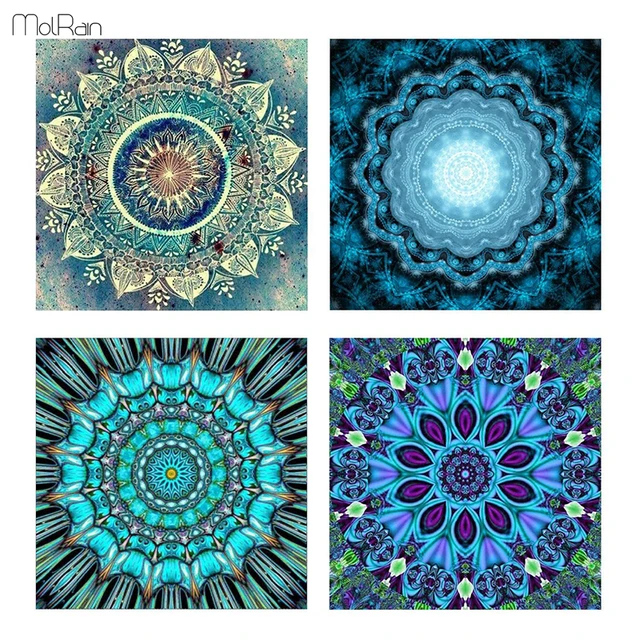 India Mandala DIY Diamond Painting Cross Stitch Round Crystals Pattern
