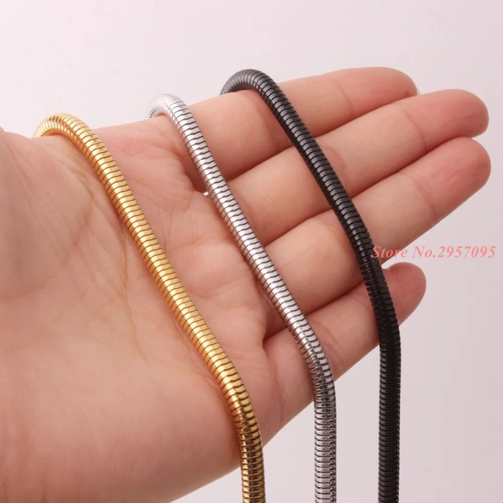 

Silver/Gold/Black Color Stainless Steel Necklace Snake Chain Fit Charms 60cm Thickness 4.2mm Extended Chain