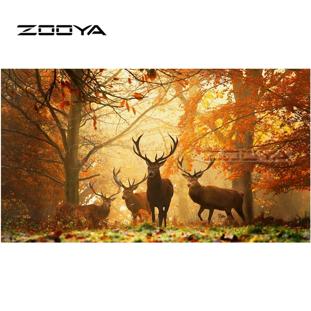 

ZOOYA Diamond Painting Animals Forest Deer Diamond Embroidery Pattern Rhinestones Diamond Mosaic Needlework DIY kit Hobby RF1477