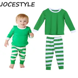 От 3 до 7 лет для детей и взрослых; Рождественский пижамный комплект Лось Ночная Пижама (детей) Семейная одежда зеленый WhiteStriped пижамы
