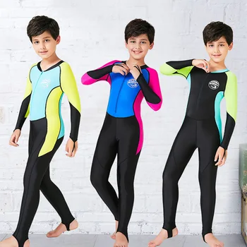 

2018 Latset HISEA Children's wetsuits Thin One-piece Kids Diving Suit Long-sleeved Snorkeling Surfing Suits 3Colors