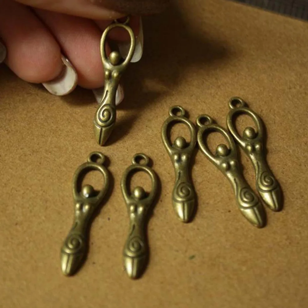 DoreenBeads Zinc metal alloy Charm Pendants Goddess Antique Bronze Graceful goddess Hand carved Antique Charm Pendants Hot 6 PCs (4)