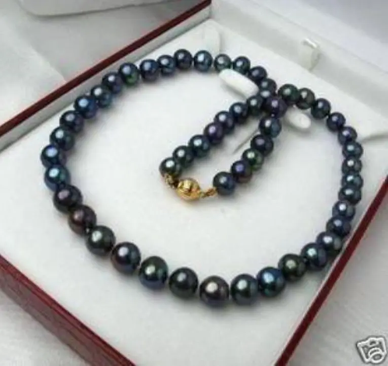 

Charming!8-9MM Black Tahitian Pearl Necklace 18" WW #@