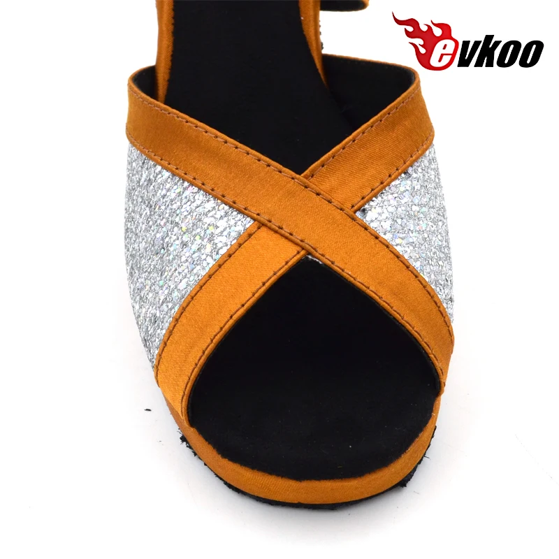 Evkoo/танцевальная обувь для латинских танцев на платформе 10 см; кожаная подошва для девочек; US4-12; цвет белый, черный, коричневый; Танцевальная обувь для латинских танцев; женская обувь Evkoo420