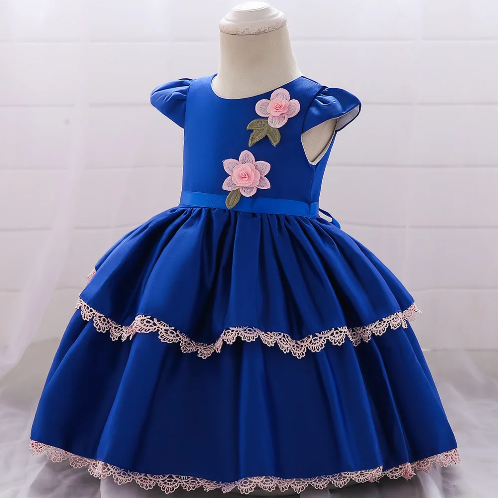 Beli 0 2 Tahun Bayi Gaun Pesta Putri Kostum Anak anak O neck Biru Merah Hijau Ulang Tahun Pertama Pakaian Gadis Kecil pakaian 6L12A