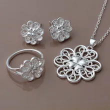 Высокого качества Серебряные Ювелирные изделия Ожерелье Серьги Кольца WT-572