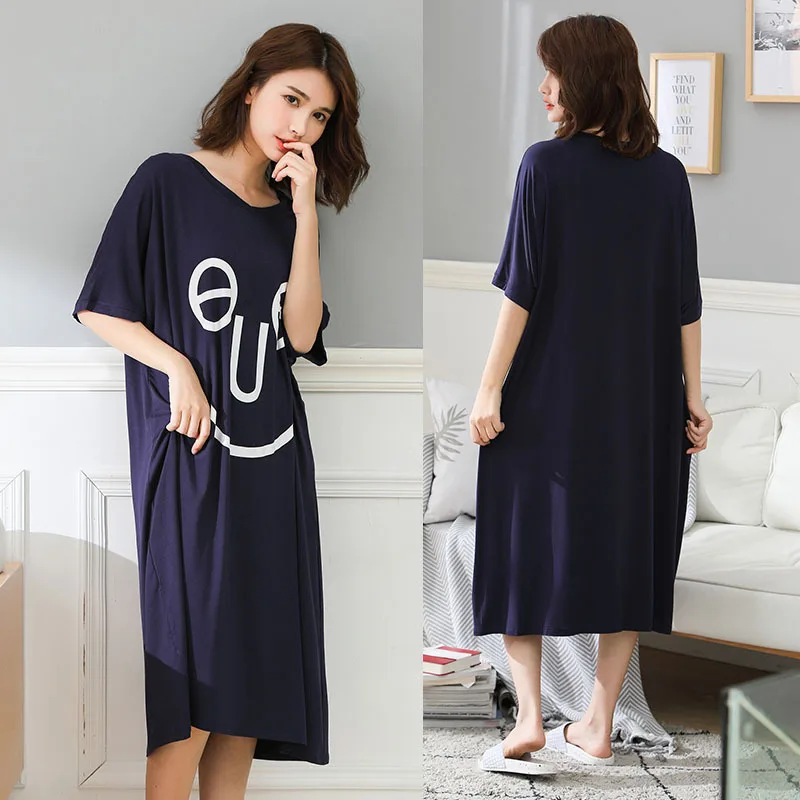 

women plus size lingerie short sleeve nightgown female homewear oversize night dress summer sleepwear home clothing for 80-110Kg