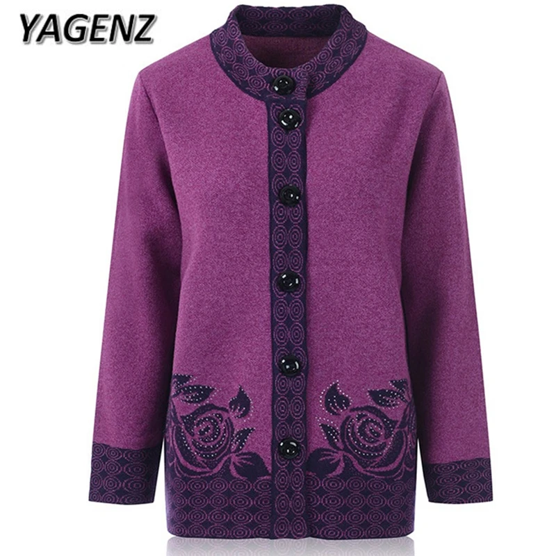 Najtaniej Starsze kobiety dzianiny sweter płaszcze duże rozmiary 6XL 7XL jesień jednorzędowy babcia luźny kardigan kobiety sweter Casual topy