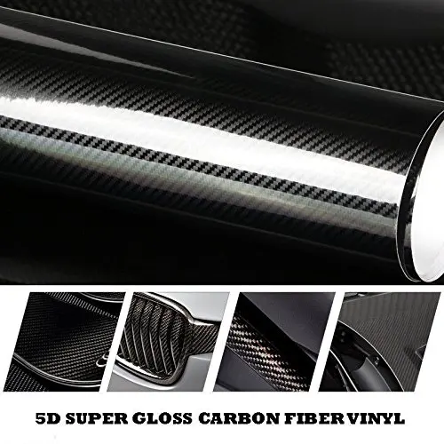 Car Styling 200cm*50cm Glossy Black 5D Carbon Fiber Vinyl film Car Wrap With Air Free Bubble DIY Car Tuning Part Sticker