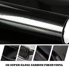 Estilo do carro 200cm * 50cm brilhante preto 5d fibra de carbono filme de vinil com ar livre bolha auto acessórios tuning parte adesivo do carro