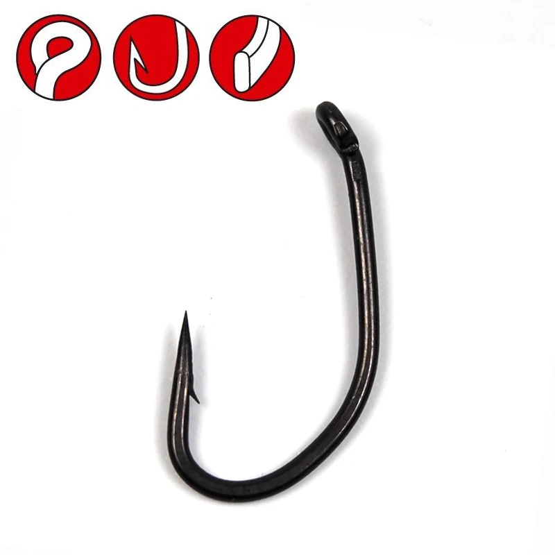 

[50PCS] Wifreo Teflon Coating Carp Fishing Hook Matt Black Carp Hooks Coarse Fishing Strong & Sharp Fish Hooks Size 6 8