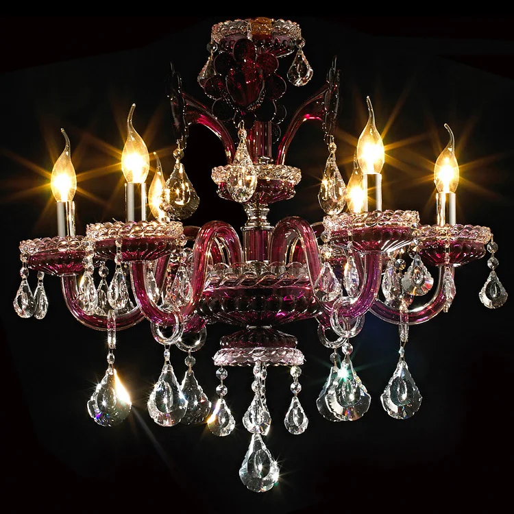 Purple Crystal Chandelier Romantic Hotel Purple Red Led
