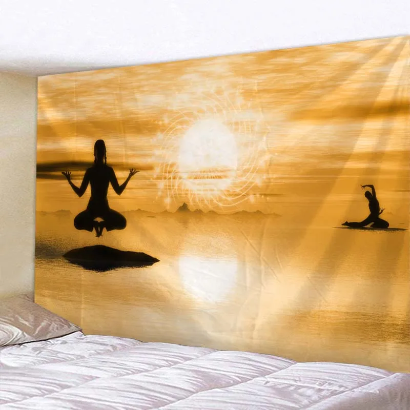 

Comwarm Indian Meditation Explore Printing Tapestry Beach Throw Mat Yoga Rug Wall Hanging Gobelin Livingroom Bedding Home Decor