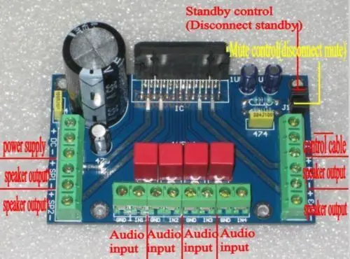 

TDA7388 Four Channel 4 x 41W Audio Power Amplifier Board BTL PC Car Amp