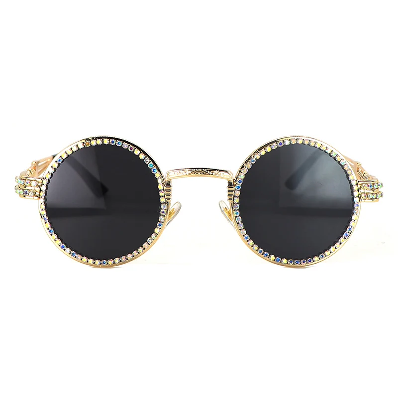 

Steampunk Sunglasses Retro Round Women Vintage Sun glasses Men Rhinestone sunglasses Oculos