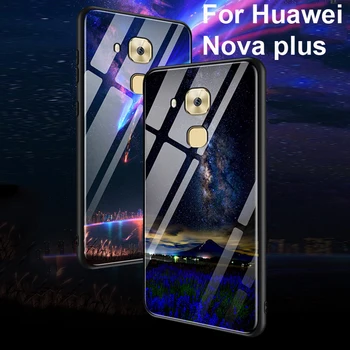 

Coque For Huawei Nova plus case Luxury tempered glass + soft edge back cover 5.5''For Huawei novaplus cases glass phone shell