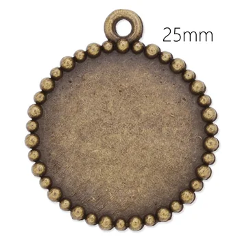 

20 PCS Metal Pendant Blanks Trays,Blank Bezels Pendants fit 25 MM Cabochon Beads Settings Jewelry Findings-C3959
