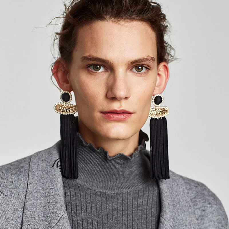 

Vedawas Fairy Fairy Bohemian Classic Earrings Fashion Casual Romantic Natural Stone Long Tassel Dangle for Women Jewelry xg696