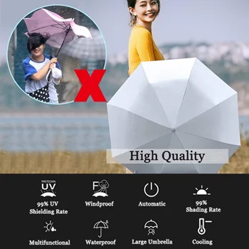 

Black Coating Automatic Umbrella Outdoor Sunshine Rain Umbrellas Protective Rainy Day Large Sunshade Dustproof Double Layer