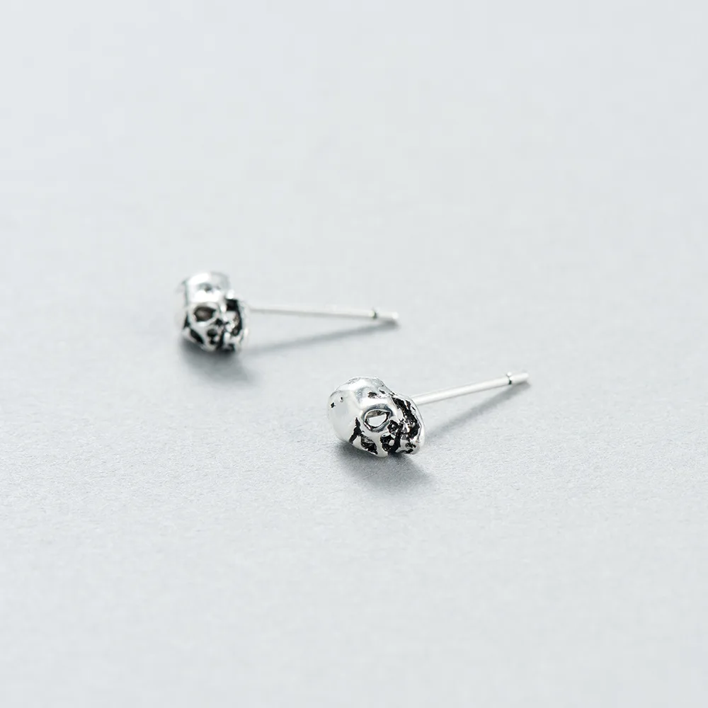 Серьги гвоздики из серебра 100% пробы с черепом и скелетом|hypoallergenic stud earrings|fashion
