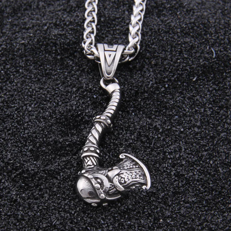 

dropshipping stainless steel norse Vikings ax pendant necklace Men gift