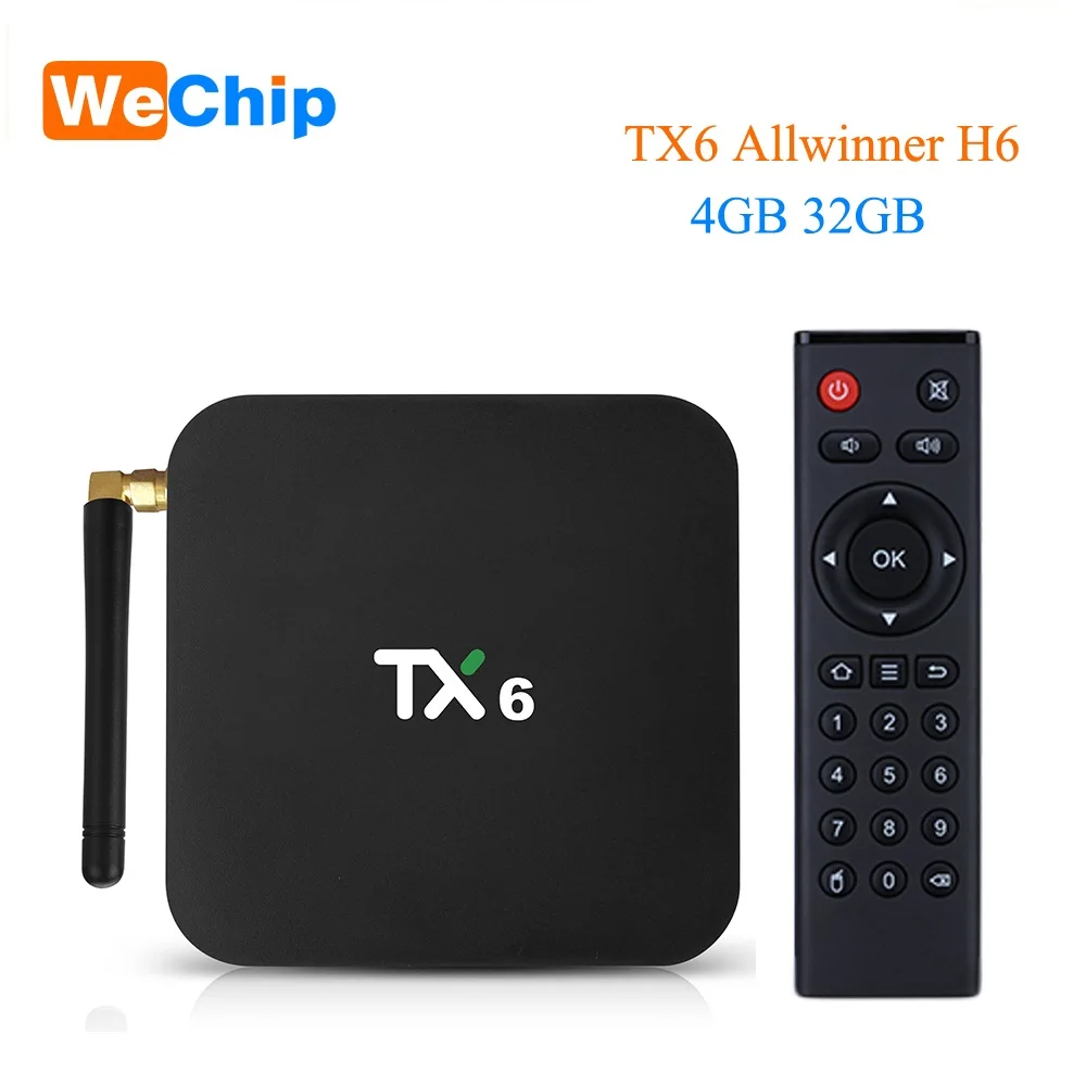 Wechip TX6 Android 9.0 TV BOX 4G 32G Allwinner H6 Quad core 2.4G+5G Dual Wifi BT 4.1 4K TV BOX HD H.265 Youtube Set Top Box