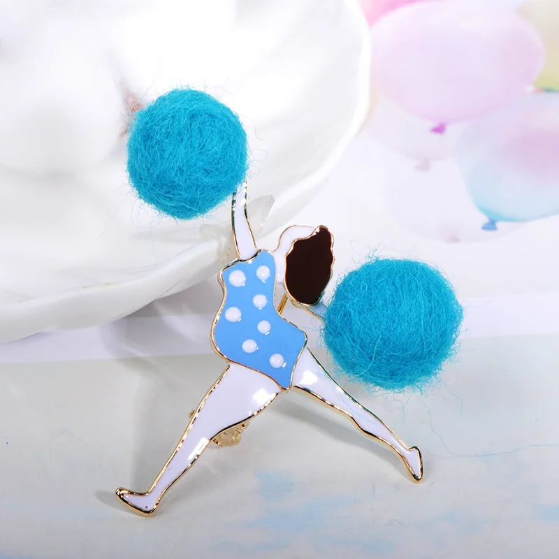 Blucome Creative Handmade Brooch Wool Felt Ball Gymnast Enamel Jewelry For Girl Clothing Scarf Backpack Skirt Fashion Decoration