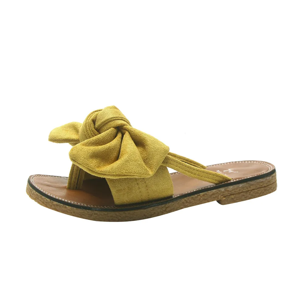 

JAYCOSIN shoes Women Casual Slipper ladys Fashion Solid Color Bow tie Flat Heel Sandals Beach Shoes