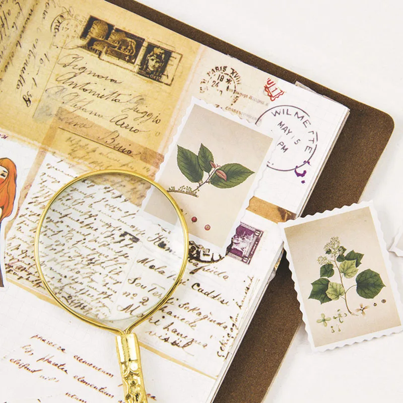 

45pcs/box Stationery Stickers DIY Diary Scrapbooking Seal Stickers Vintage Plants Stamp Paper School Stickers Decoration