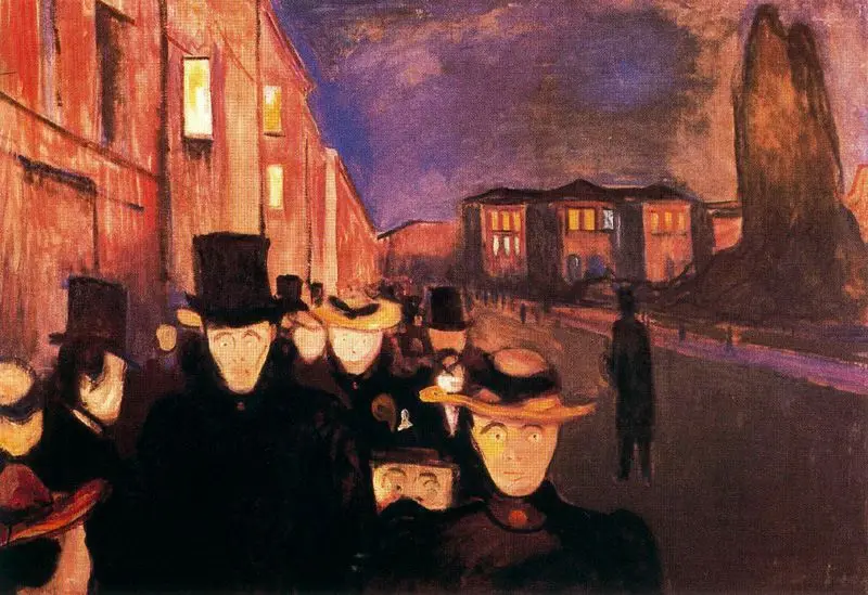 

100% handmade Oil Painting Reproduction on Linen Canvas,evening-on-karl-johan-street-1892 By Edvard Munch,