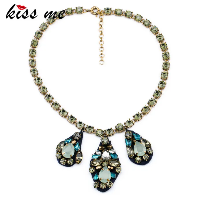 

New Styles KISS ME Statement Fashion Women Jewelry Handed Cotton Water Drop Pendant Necklace