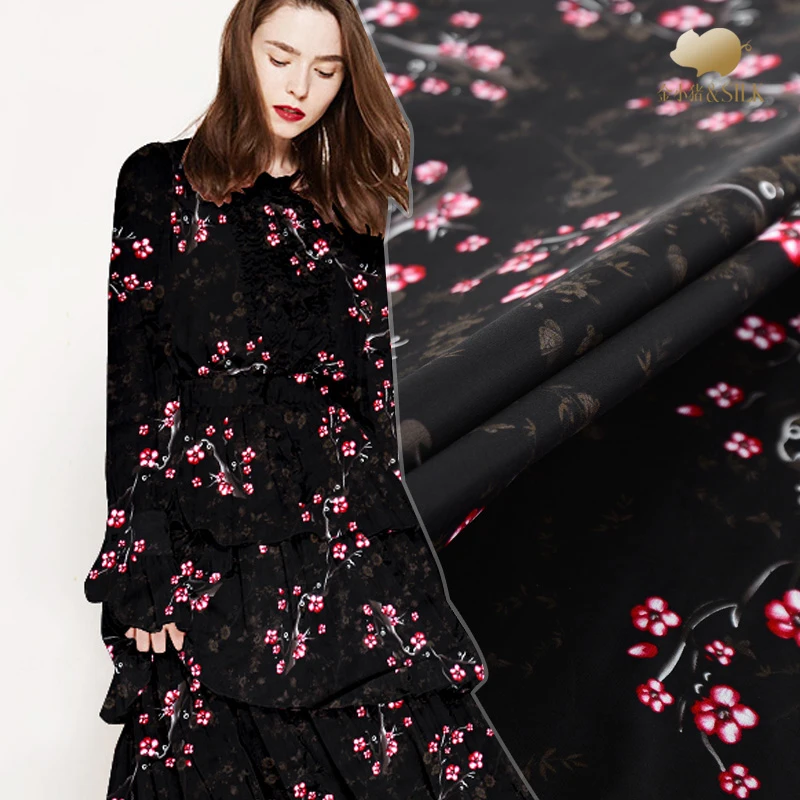 

Прозрачная цифровая струйная шелковая жоржеттная ткань, летняя тонкая китайская шелковая ткань, дышащий Шарф, платье, рубашка, шелковая ткань