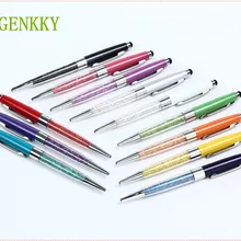 Новое поступление, 2 в 1, креативная кристальная ручка, алмазные шариковые ручки, канцелярские шариковые ручки, стилус, ручка для сенсорного экрана, 12 цветов, маслянистая заправка 0,7