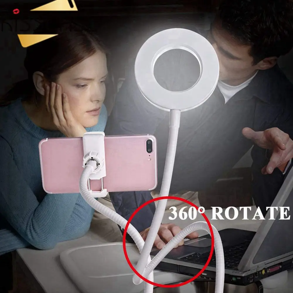 

KISSCASE 360 Rotation Desk Lamp Phone Holder LED Desktop Stand Bed Lazy Bracket Mobile Phone Stand Support For iPhone Samsung