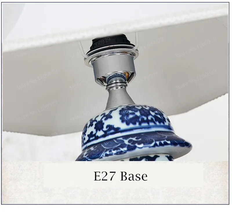 Фарфоровая настольная лампа в китайском стиле синего и белого цветов, винтажная керамическая декоративная настольная лампа для спальни/гостиной
