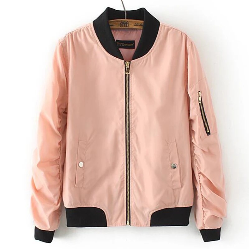 Rihschpiece 2018 Bomber Jacket Women Windbreaker Female Army Green Basic Coat Pocket Short Jackets RZF1326