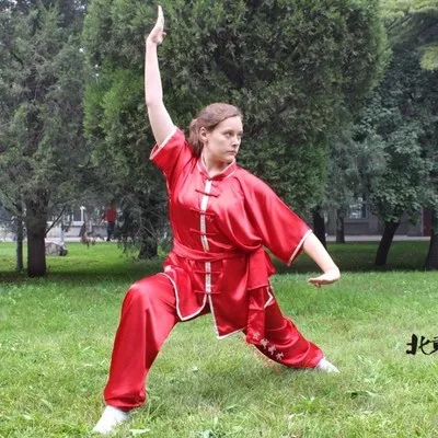 Хлопок-шелк тайцзи Униформа ушу униформа тайцзи одежда для занятий тайцзи одежда форма для кунгфу Китай - Цвет: Красный