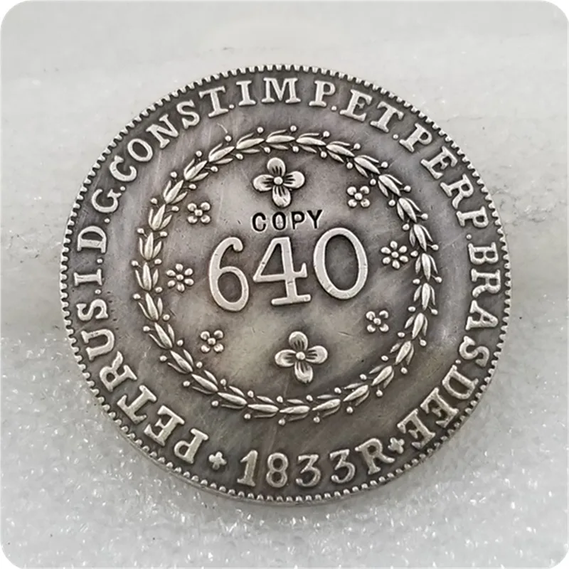Копия копии 1832 Бразилия 640 Reis Монета КОПИЯ