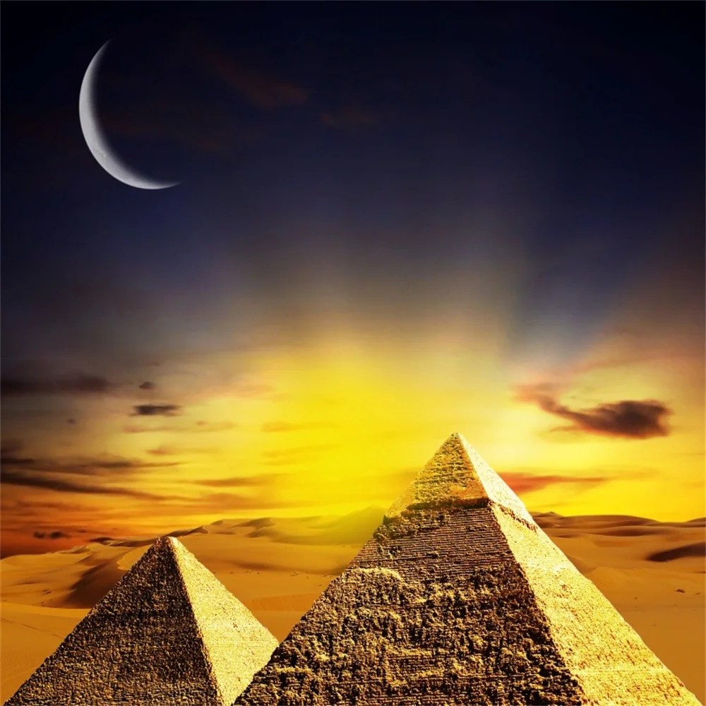 

Laeacco Egyptian Pyramid Crescent Moon Scenic Photography Backgrounds Customized Photographic Backdrops Props For Photo Studio