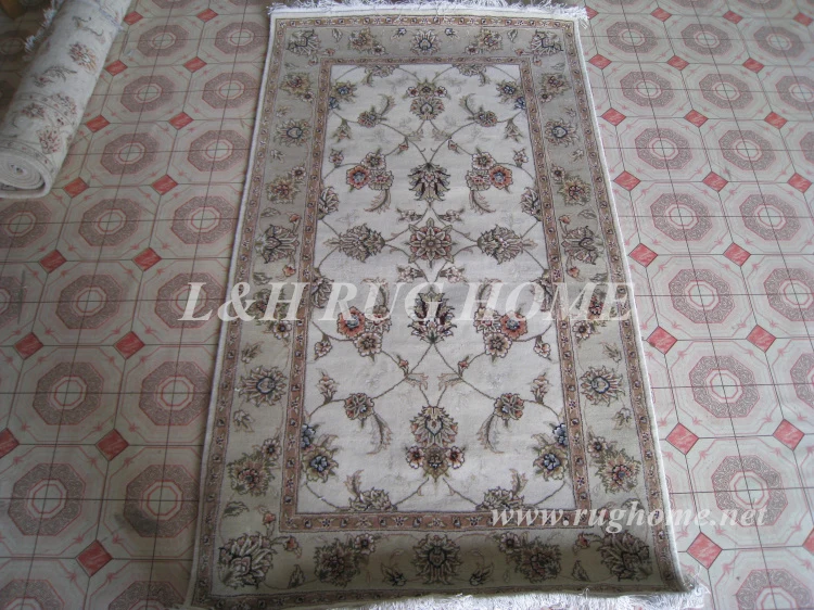 

Free shipping 3'X5' 160 Line Persian carpet, Hand knotted persian rug, wool and silk