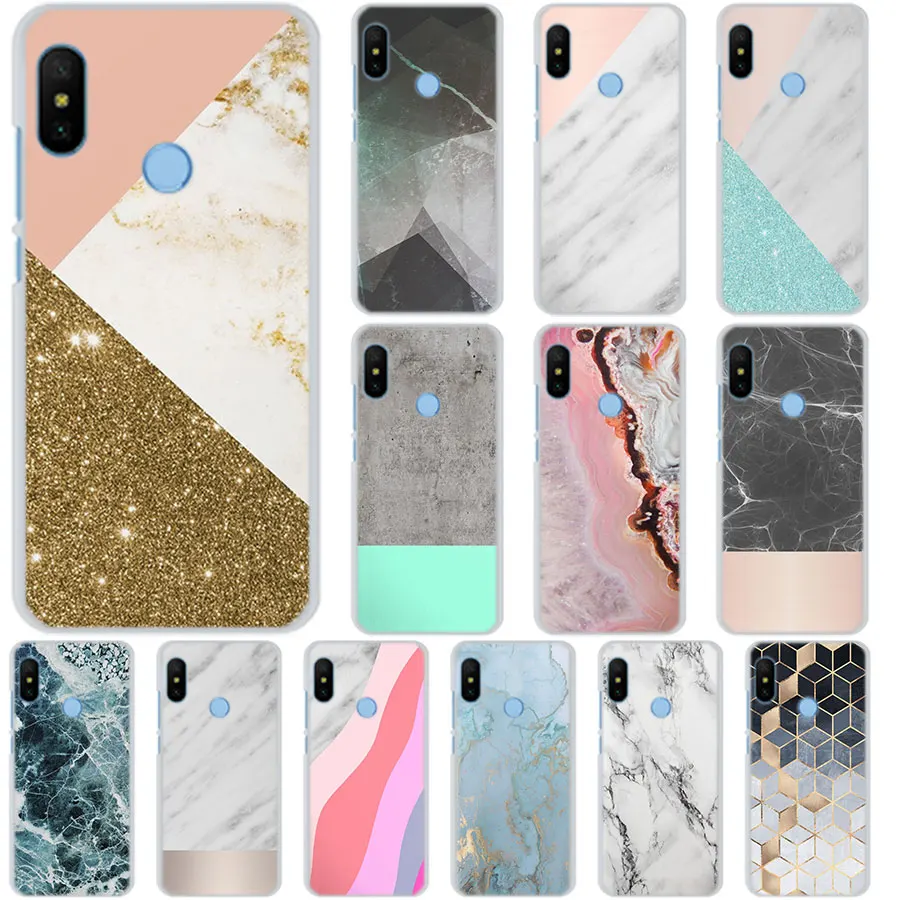 

gold marble collage prints Cases cover for Xiaomi Mi A1 A2 Lite Redmi 5 5A 5Plus 6 6a Note 6 Pro Hard PC Phone Case