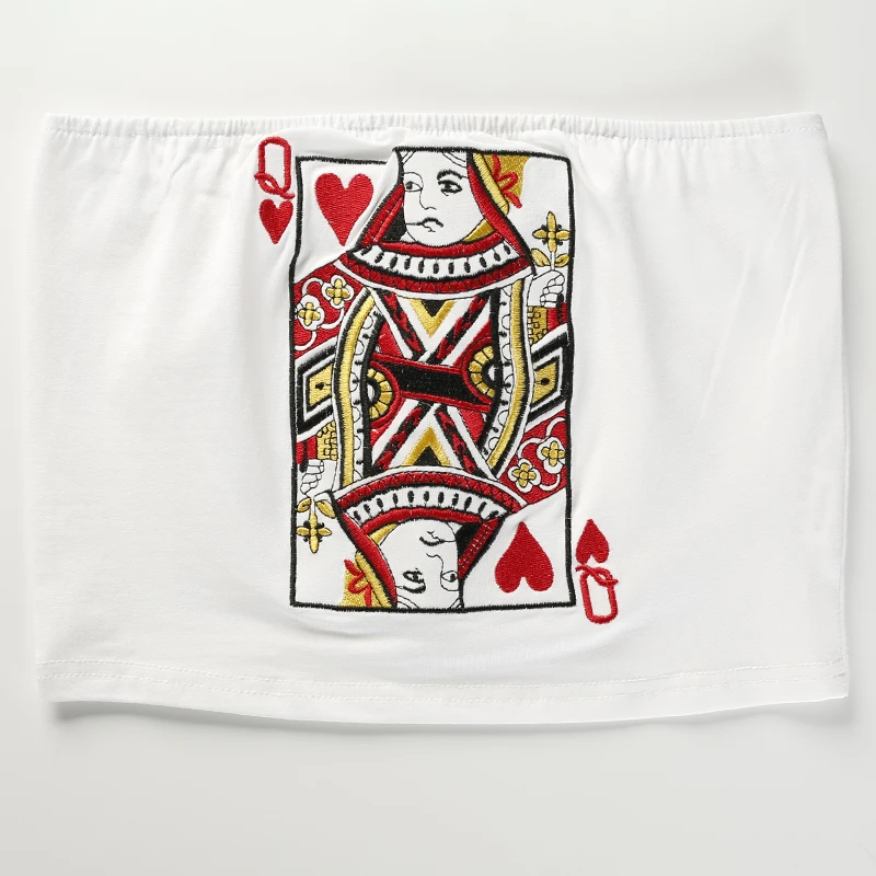 8Poker Cards Embroidery Tube Top