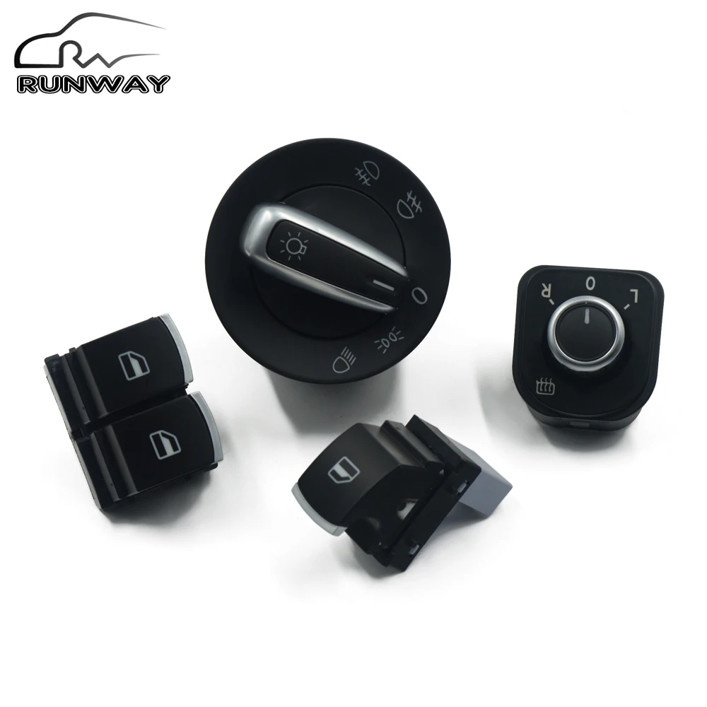 Headlight switch Mirror Window Switch Button For Volkswagen VW Passat B6 Eos Golf 5 6 R32 GTI MK5 MK6 Tiguan 4PCS/SET 5K3959857 |